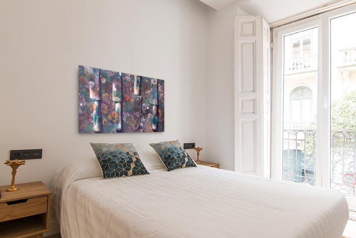 Reproducción de arte en lienzo - dormitorio con balcón - Librepensante - Óleo - Bodegón óxido y líquen - costumbrismo -pintado por Fernando Pagador