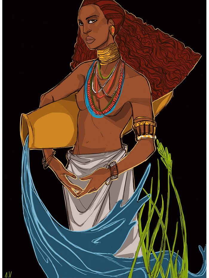 Reproducción de arte - imagen destacada - El Espiritu de Acuario - Diseño Digital - Zodiaco - Ilustración -pintado por Aida Valdayo