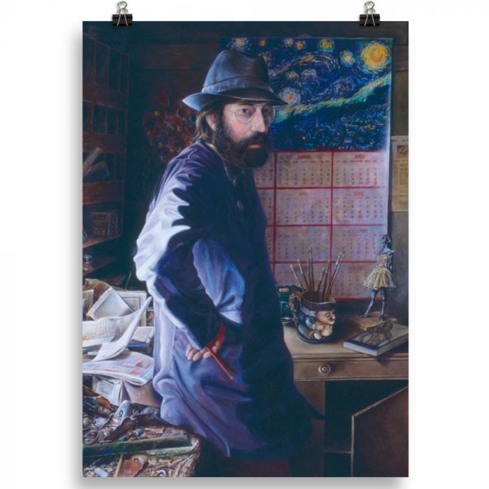 Reproducción de arte en lámina 50x70 cm - El Artista en su Estudio - Óleo - realismo -pintado por Fernando Pagador