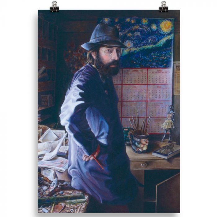 Reproducción de arte en lámina 70x100 cm - El Artista en su Estudio - Óleo - realismo -pintado por Fernando Pagador