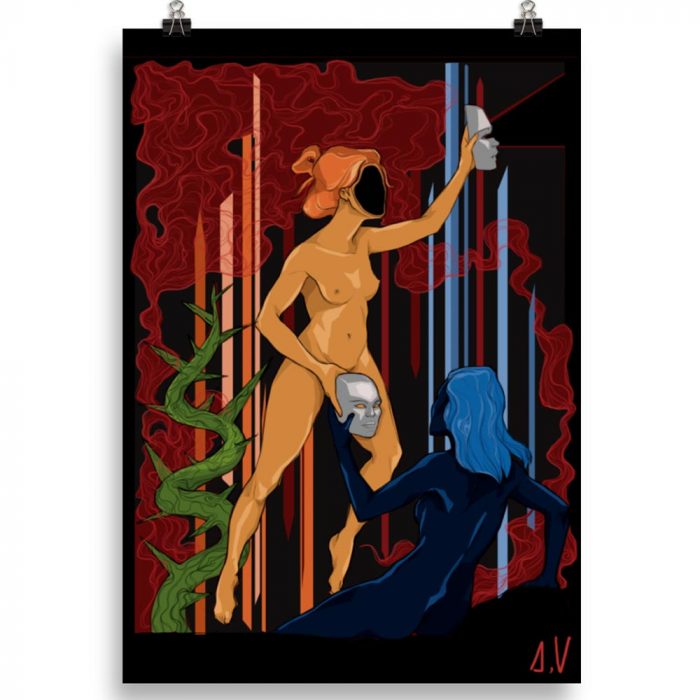 Reproducción de arte en lámina 70x100 cm - La Visión de Géminis - Diseño Digital - Zodiaco - Ilustración -pintado por Aida Valdayo