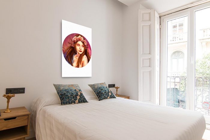 Reproducción de arte en lienzo - dormitorio con balcón - La Pureza de Virgo - Diseño Digital - Zodiaco - Ilustración -pintado por Adrian Pagador