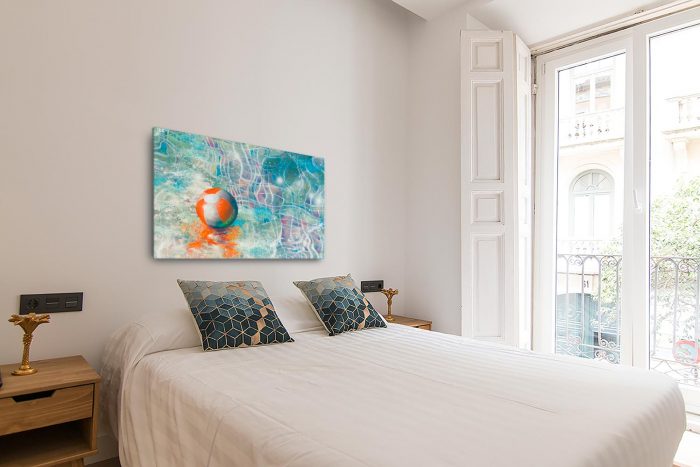 Reproducción de arte en lienzo - dormitorio con balcón - Reflejos - técnica mixta - Surrealismo -pintado por Fernando Pagador