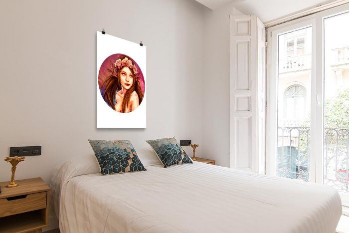 Reproducción de arte en lámina - dormitorio con balcón - La Pureza de Virgo - Diseño Digital - Zodiaco - Ilustración -pintado por Adrian Pagador